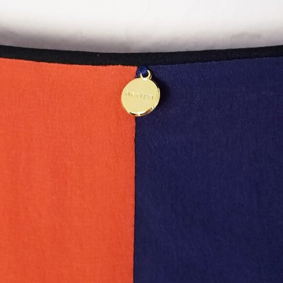 HARLYN Anthropologie 100% Silk Mini Shift Dress Orange Rust Colorblock Geometric - Picture 4 of 15